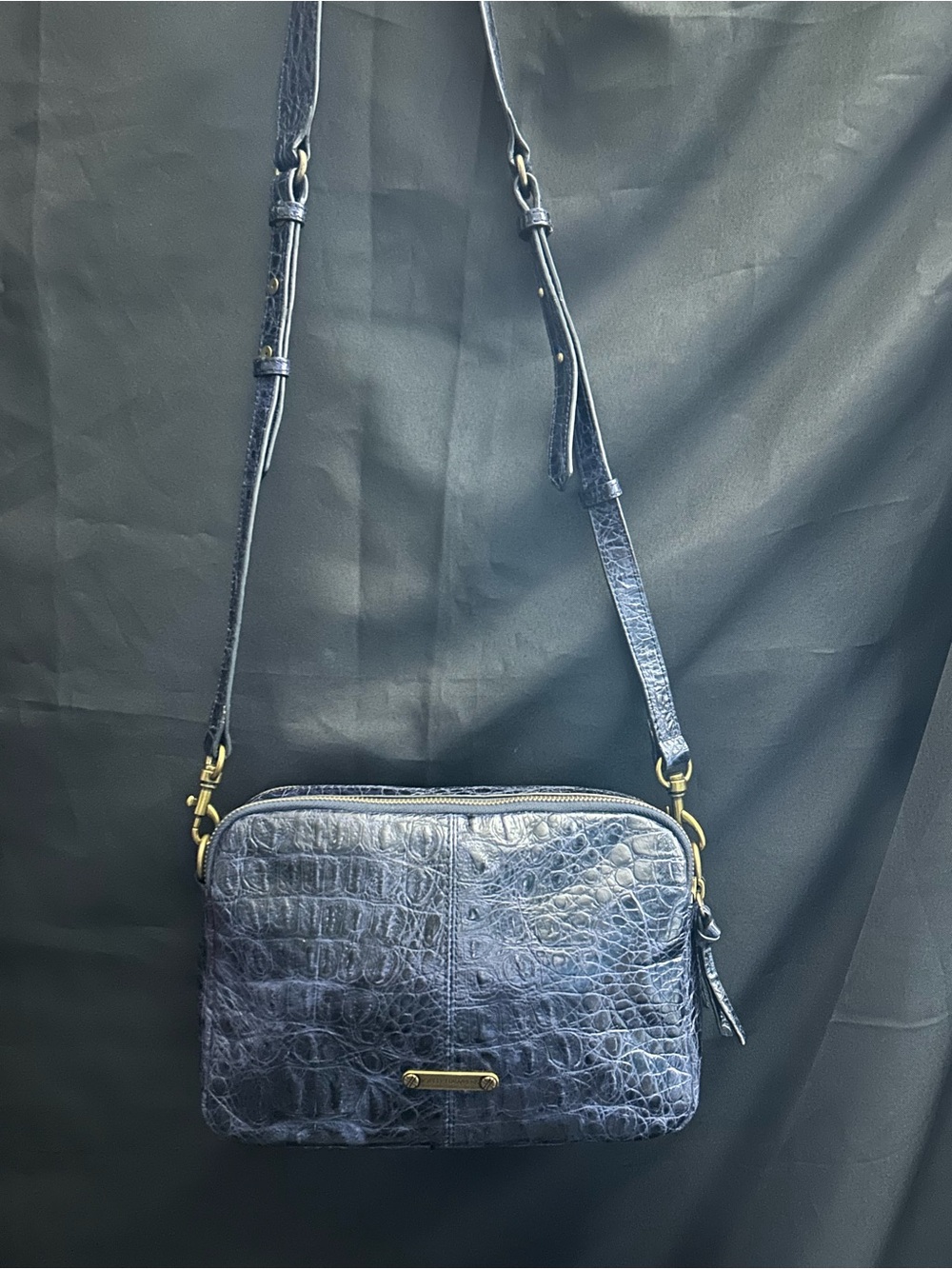 Joelle Hawkens Navy Croc-Embossed Crossbody Shoulder Bag
